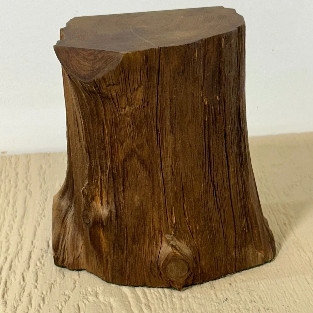 Western Post Holes Wood Jewelry Box 8in Brown Rustic Tree Stump 2 Drawer Trinket
